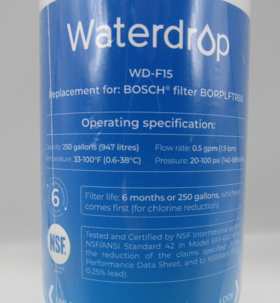 Waterdrop Refrigerator Water Filter WD-F15 Compatible w/ Bosch BORPLFTR50