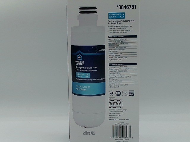 Project Source Twist-in Blue Refrigerator Water Filter L-5-2 Fits LG LT1000P
