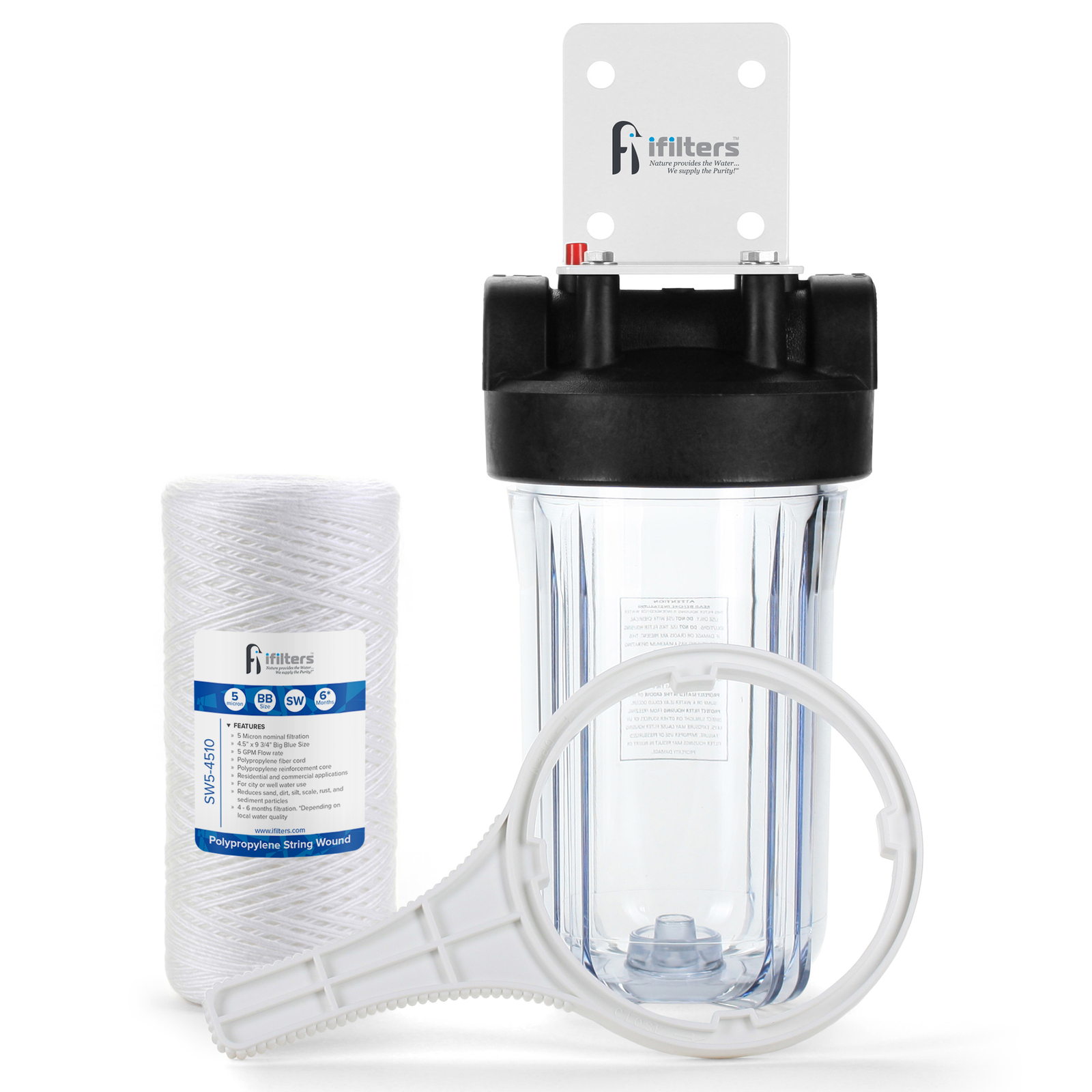 Whole House Sediment & Rust Complete Filtration System w/ Clear Housing 1″ Ports