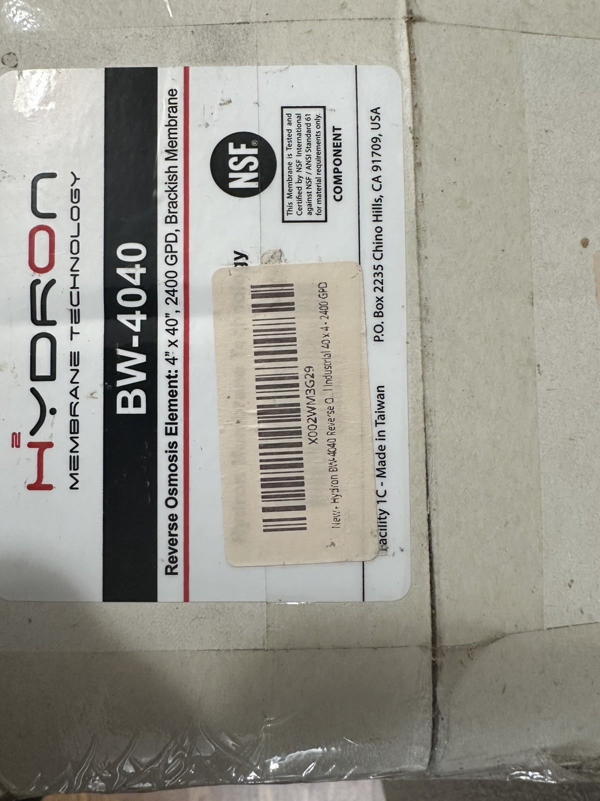BW-4040 HF Replaces Hydron 4″ x 40″ 2400 GPD Brackish Water Reverse Osmosis