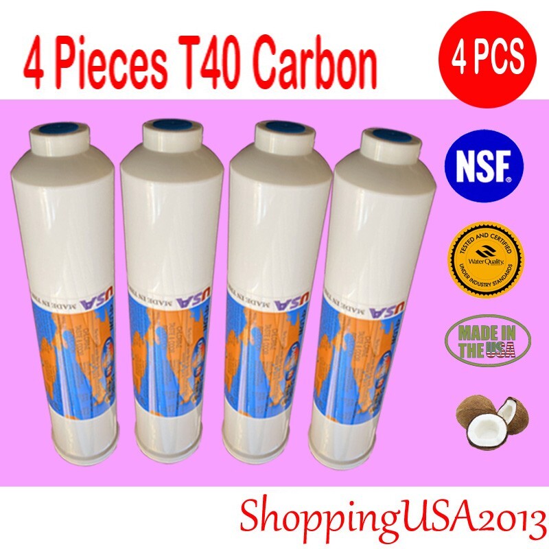 4 PC Omnipure T40 1/4″ Post Inline Coconut Carbon Filter 10X2″ RO CL10RO T/40-B