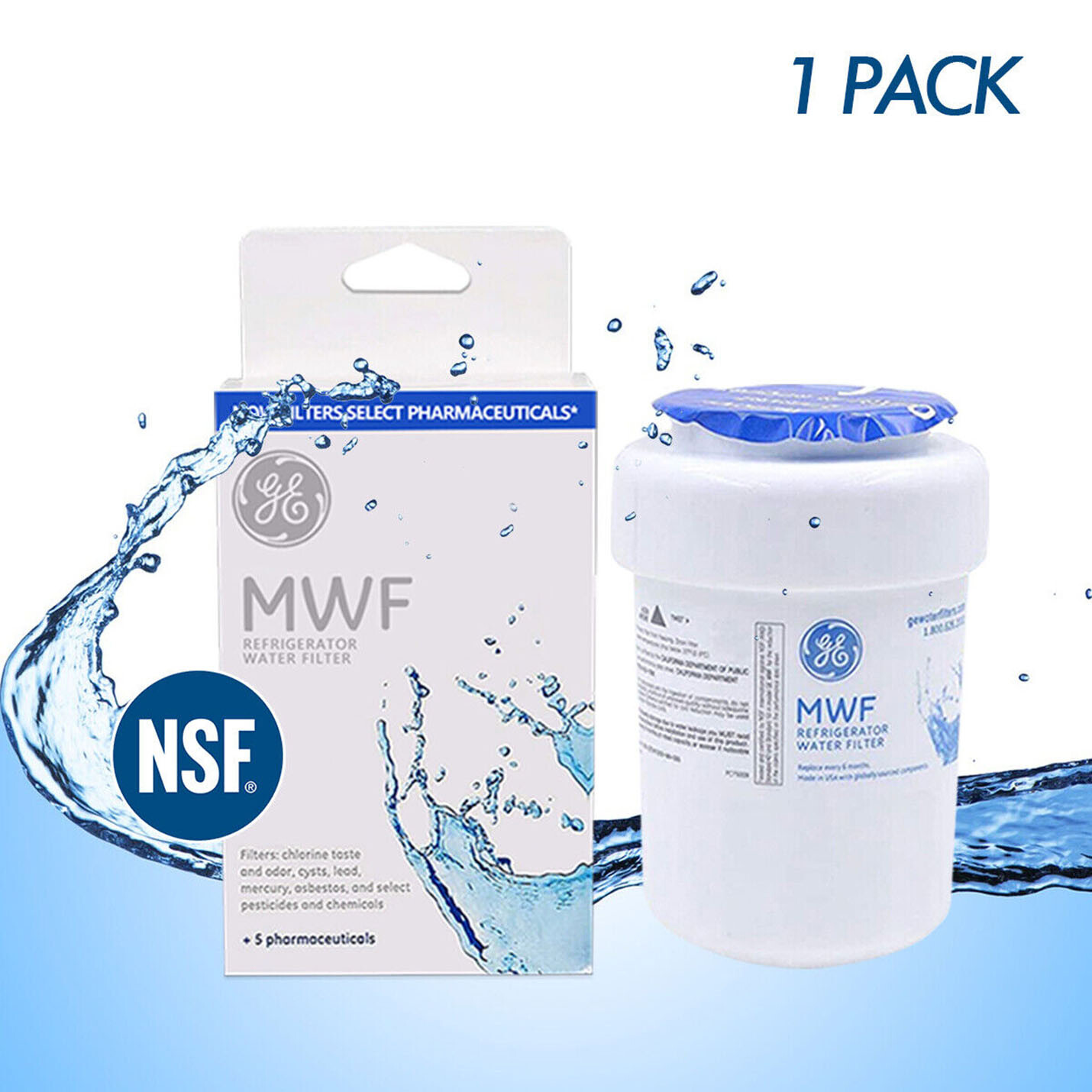 1/2/3/4 Pack MWF New Genuine Sealed GWF 46-9991 MWFP Fridge Water Filter