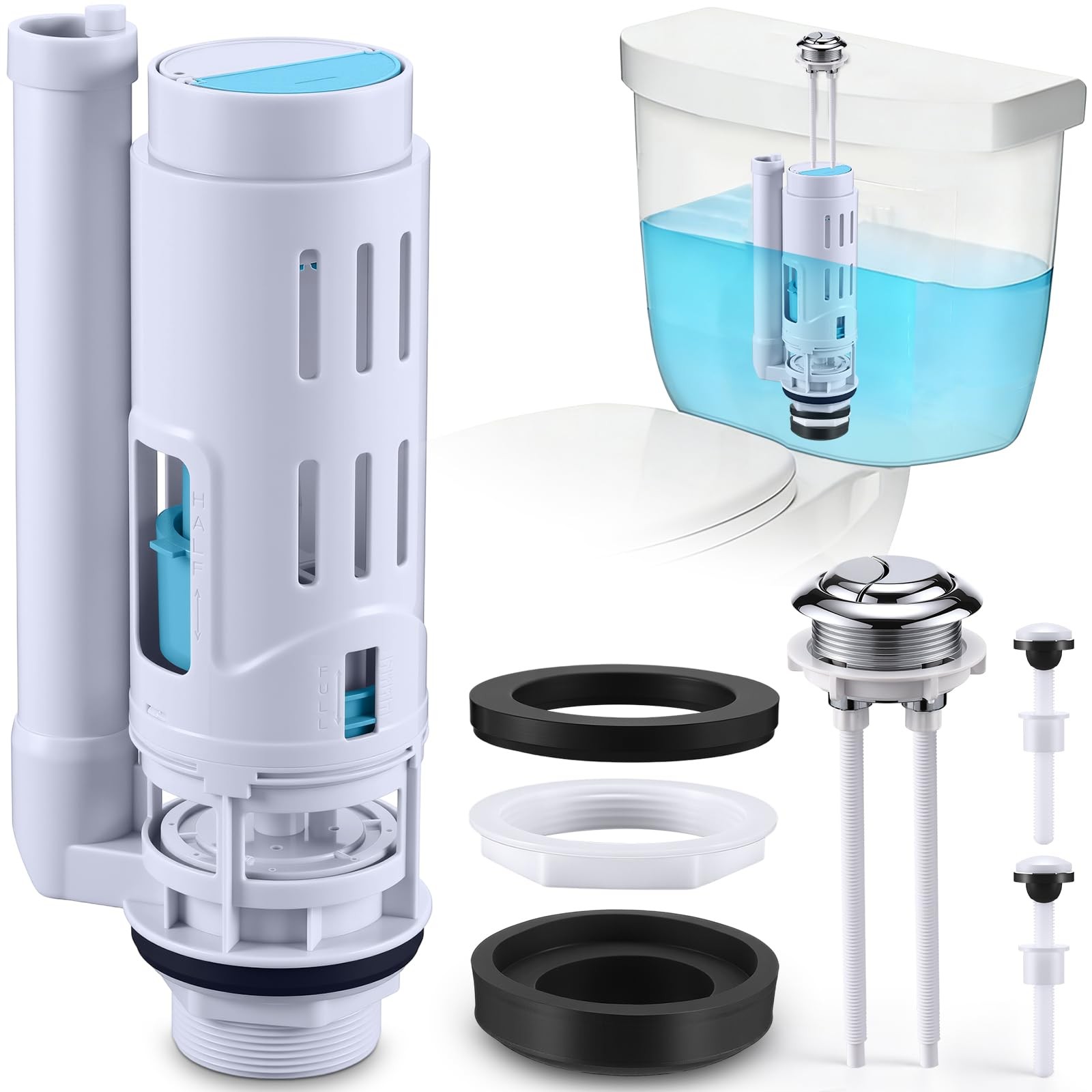 2 PCS Toilet Tank Replacement Kit 2 Inch Dual Flush Valve Repair Set Button