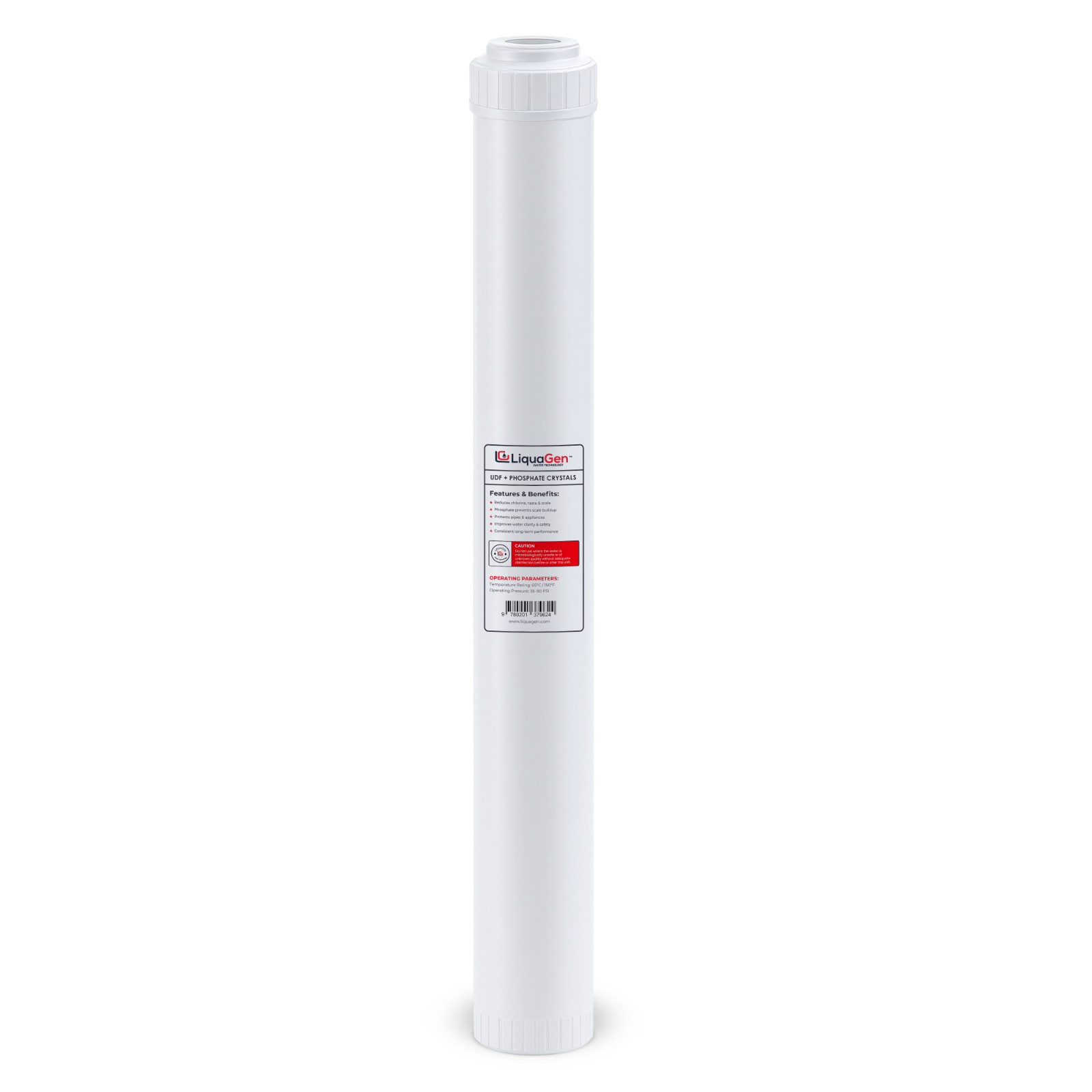 LiquaGen 2.5″ x 20″ GAC/UDF + Phosphate Crystals Cartridge – Scale Reduction