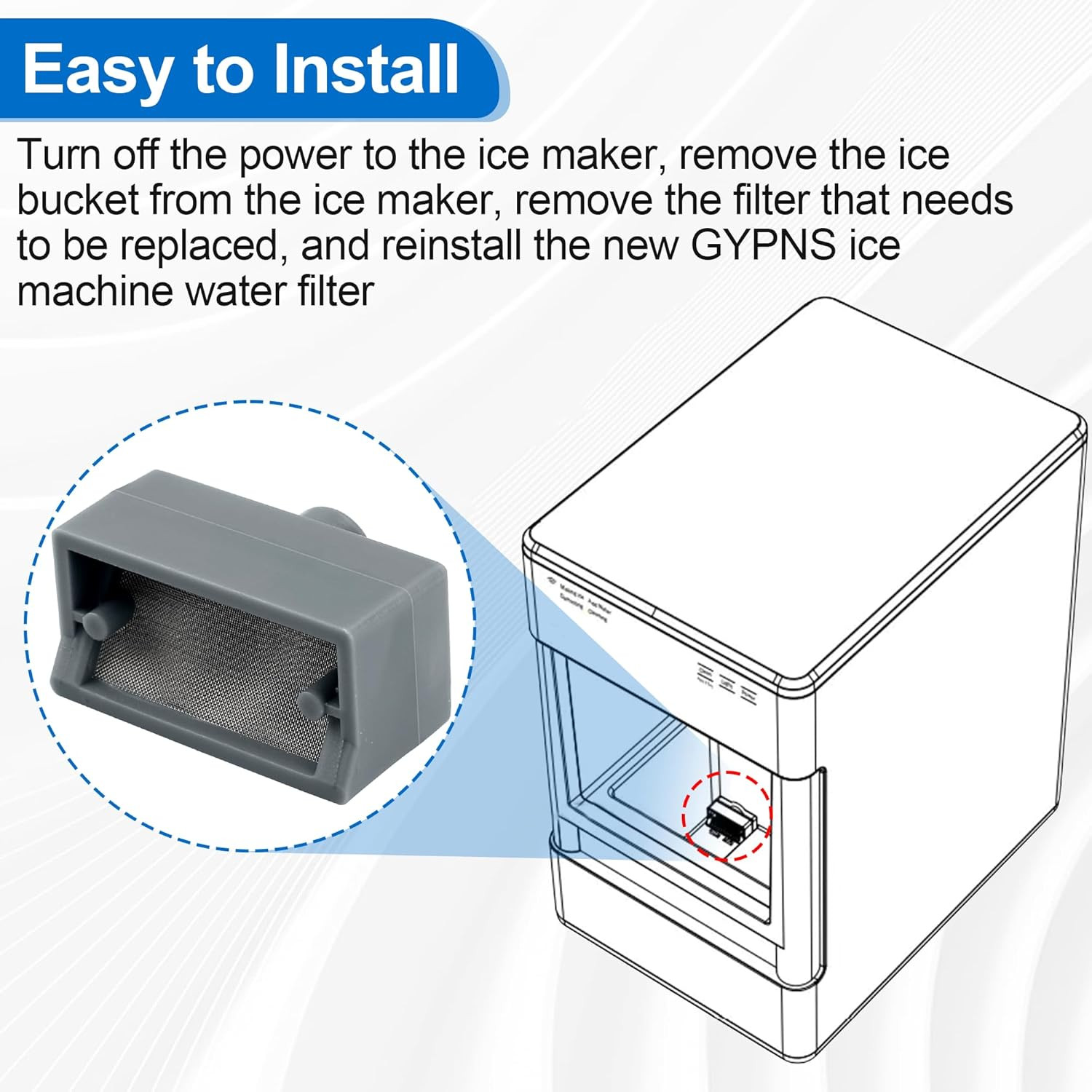 Ice Maker Filter Piece Fit for GE Profile Opal 2.0 Nugget Ice Maker and for Opal