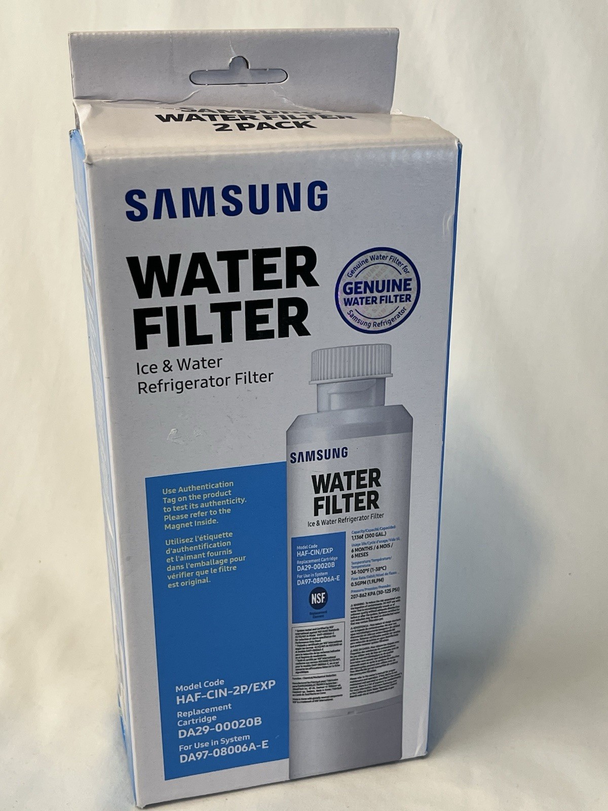 Samsung HAF-CIN/EXP Refrigerator Water Filter Replacement 1 Only DA29-00020B