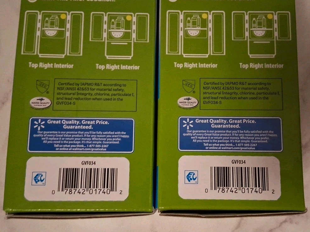Great Value Replacement Refrigerator Water Filters GVF034 Compatible XWF New Lot