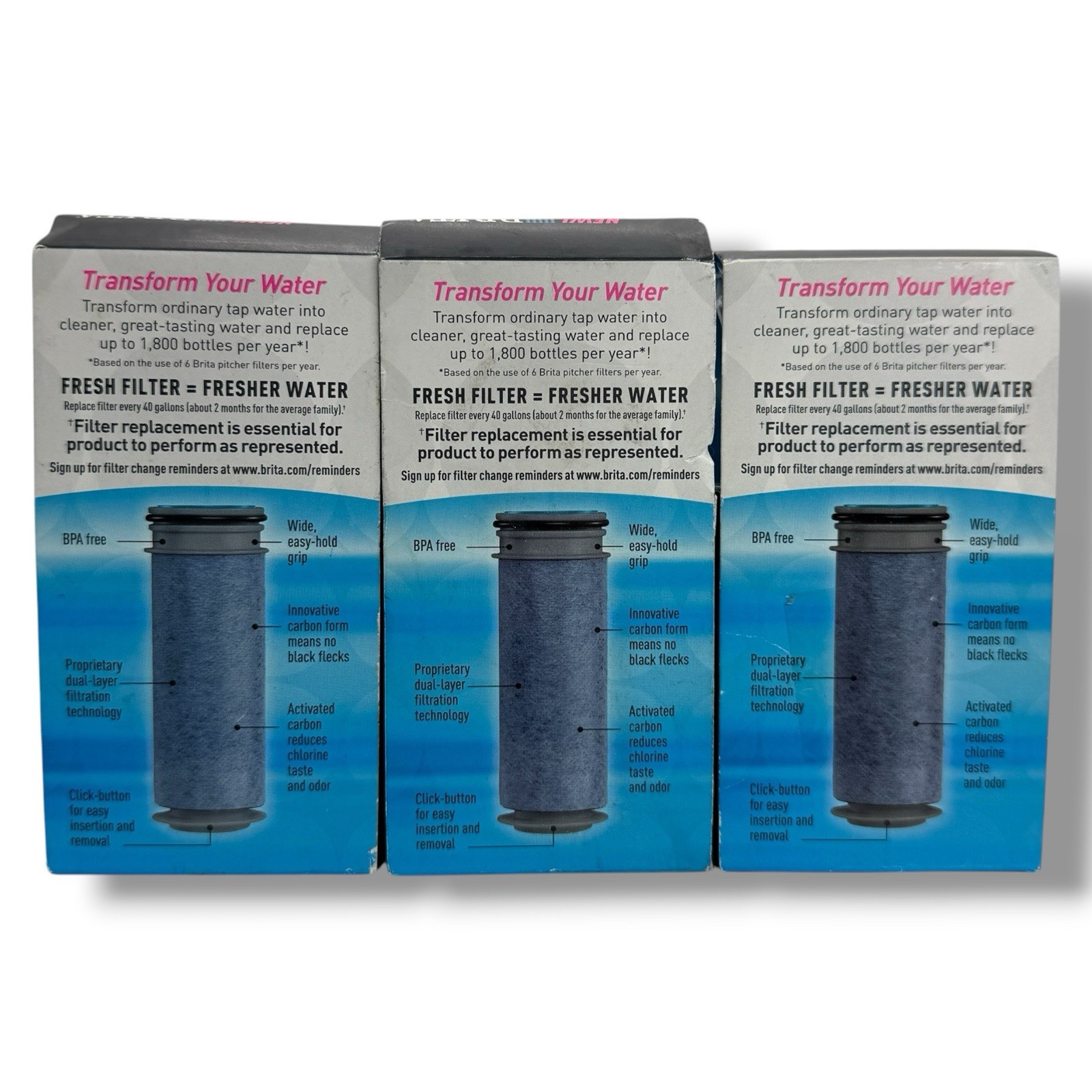 Brita Stream Water Filter Replacement 3 Pack BPA Free 40 Gallon Pitcher