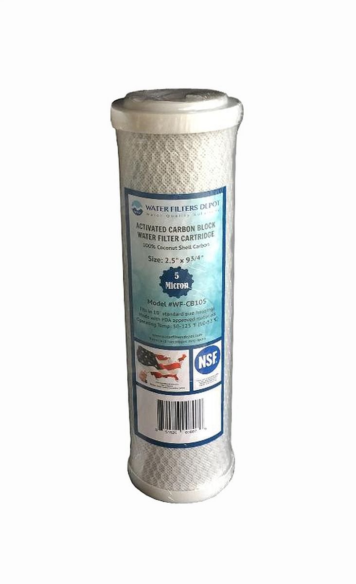 WFD, WF-CB105 2.5-inch x 9-3/4-inch Activated Carbon Block Water Filter Cartr…