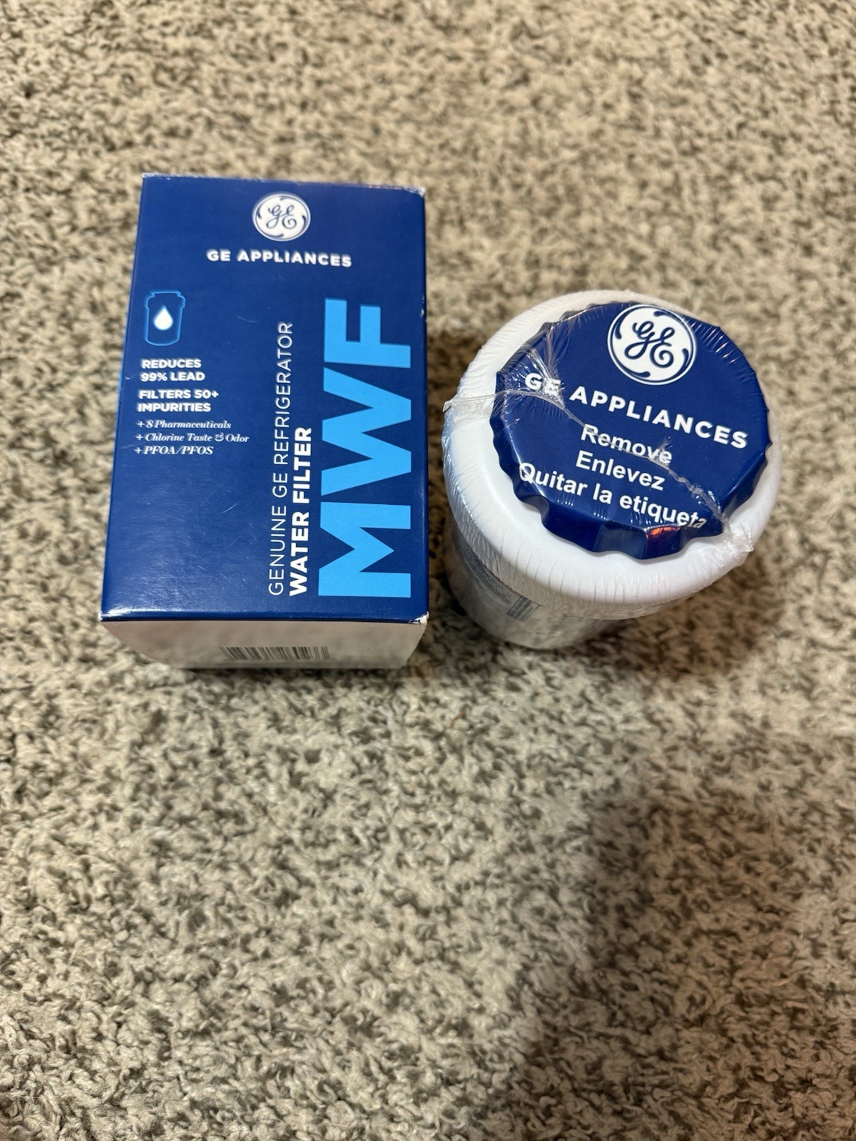GE MWF Genuine Refrigerator Water Filter New Removes Lead Chlorine Taste & Odor
