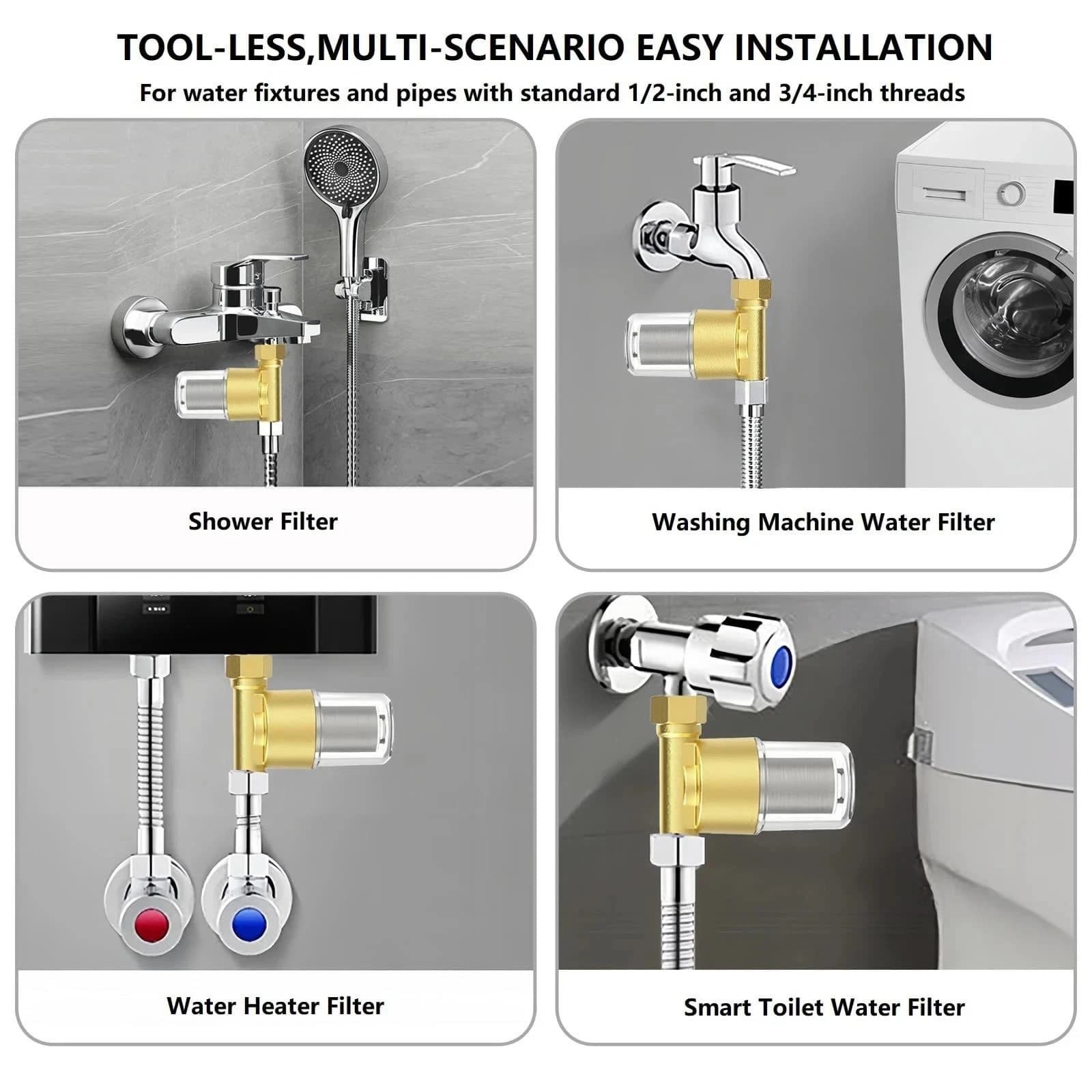 Brass Sediment Filter for Water Heater 40 Micron 1/2 3/4 Inch Reusable Cup Set
