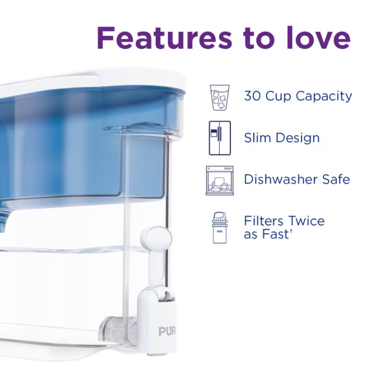 PUR 30 Cup Water Filtration Dispenser DS1800Z Blue White 1 Filter