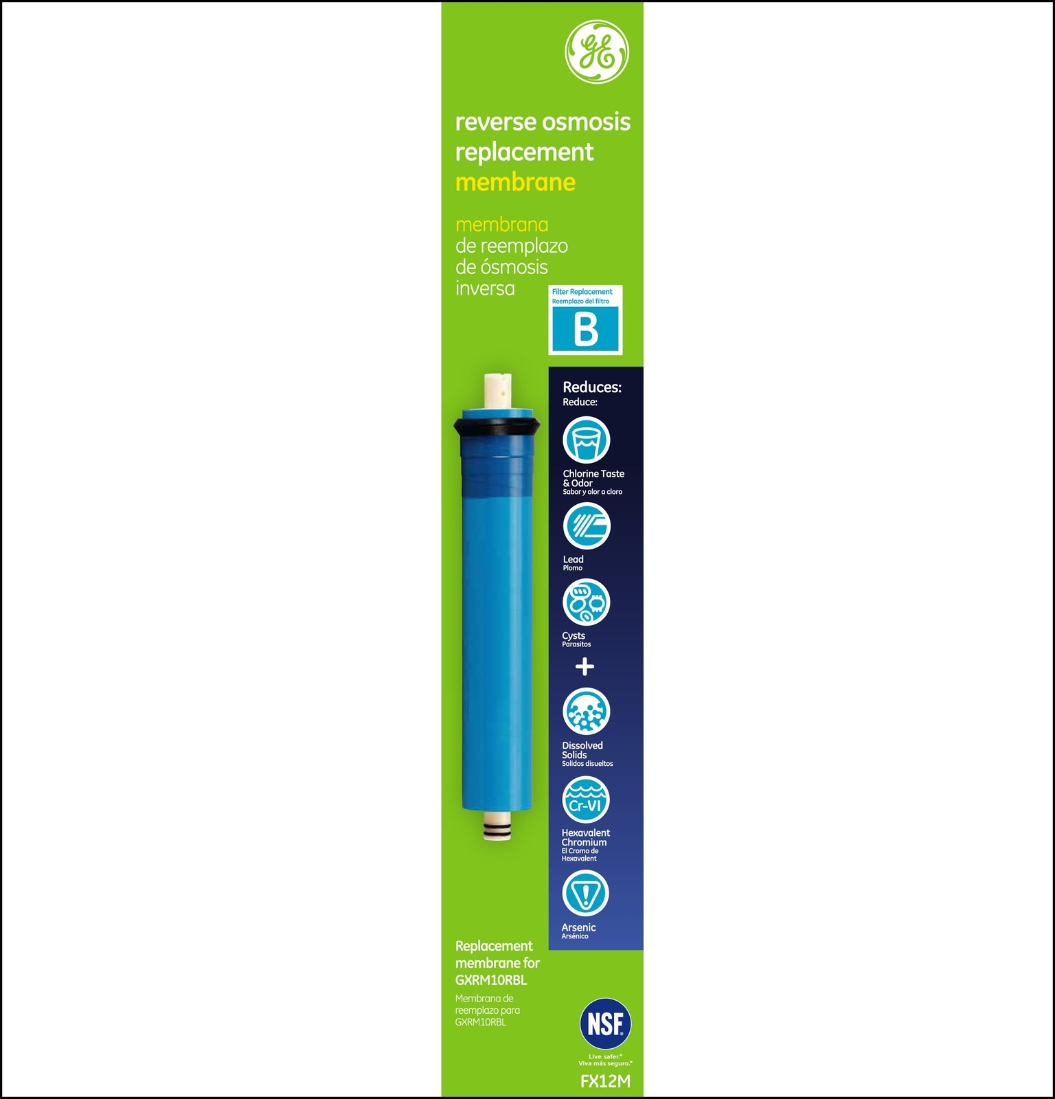GE FX12M Reverse Osmosis Replacement Membrane,Blue/White