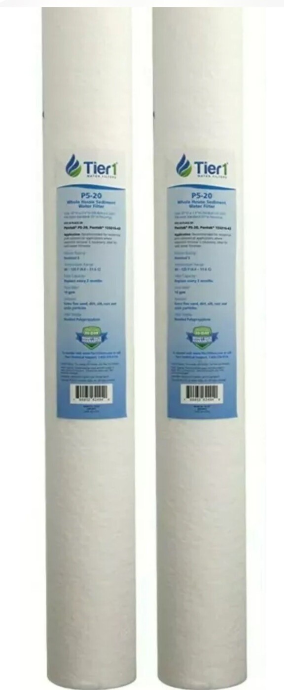 20 x 2.5 Inch 5 Micron P5-20 Tier1 Whole House Sediment Water Filter (2 Pack)