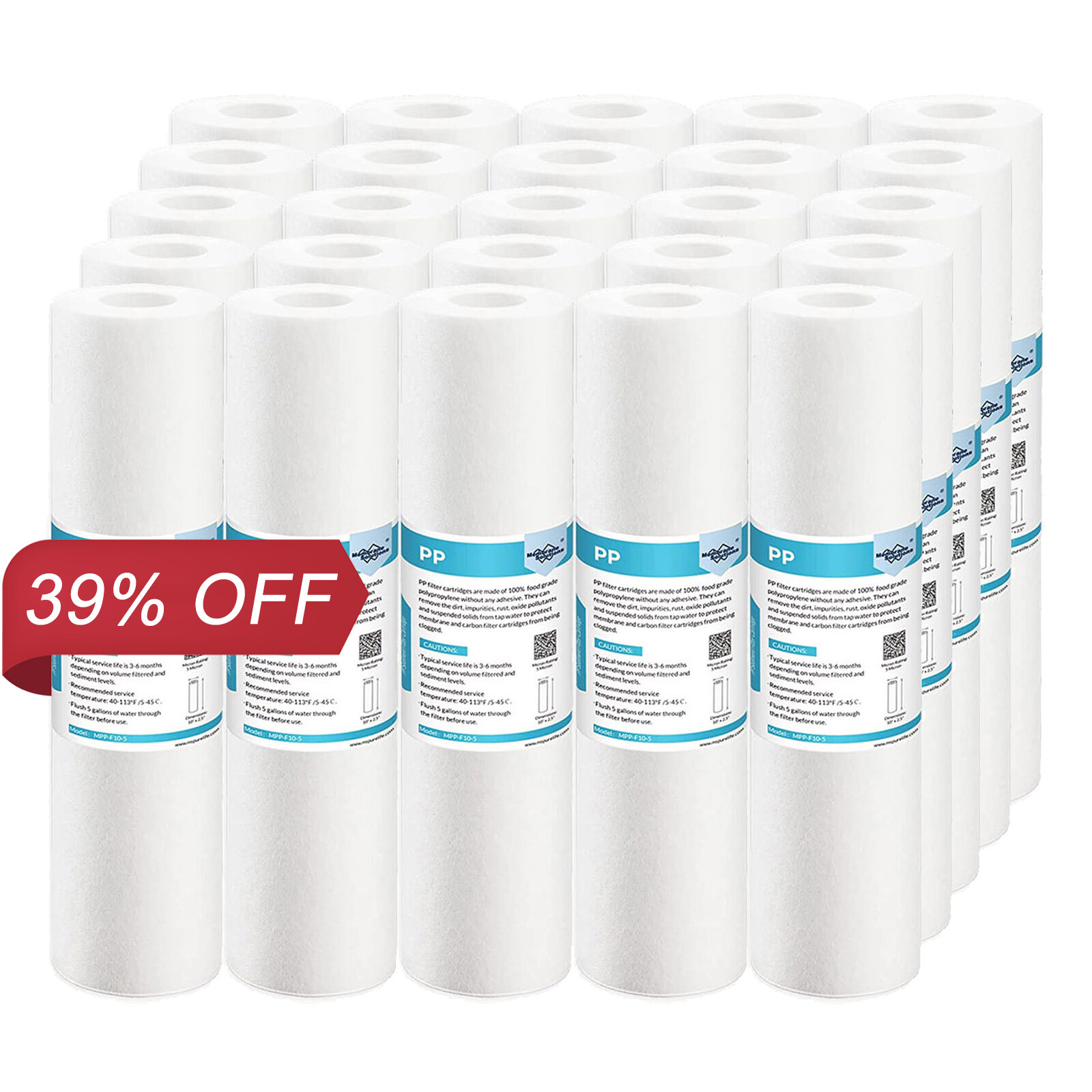 1/5/10/20/25/50 Micron 10″ x 2.5″ PP Sediment Water Filter Cartridges 1-25 Pack