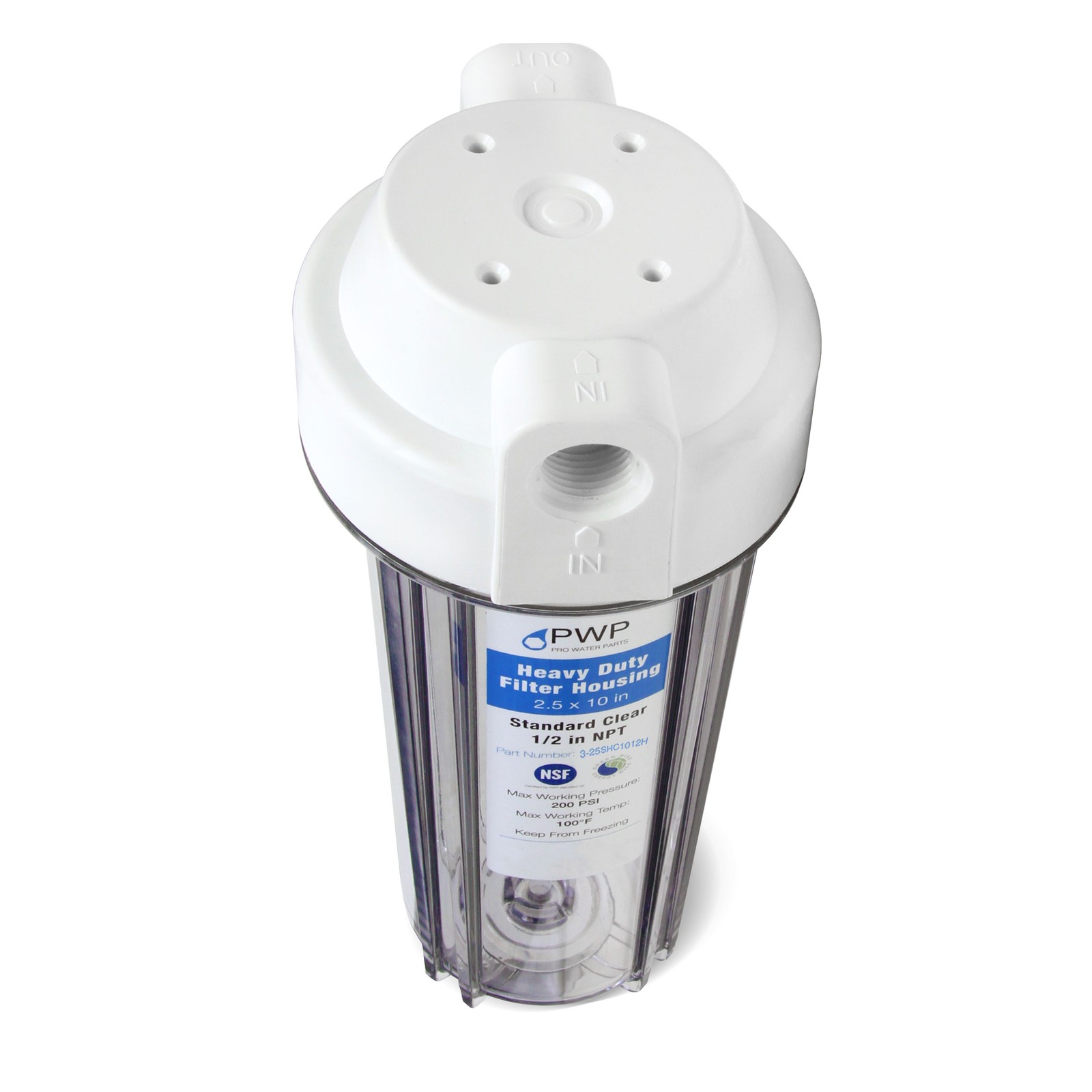 Clear RV Filter Housing with Nipple Activated Carbon Filter 2.5X10″ 1/2″ NPT