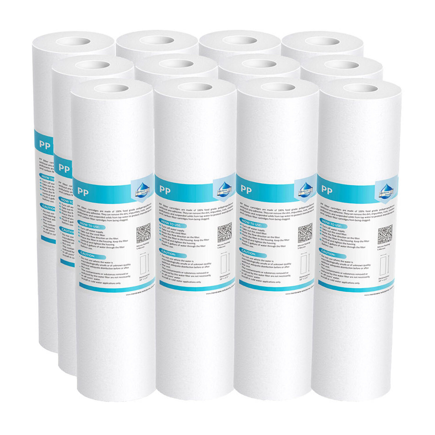 12 Pack 5 Micron 10″x2.5″ Sediment Water Filter Whole House for Reverse Osmosis