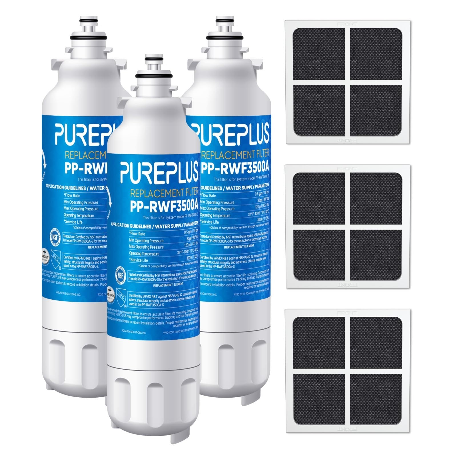Refrigerator Water Filter & Air Filter Combo, Compatible with LG LT800P, ADQ7361