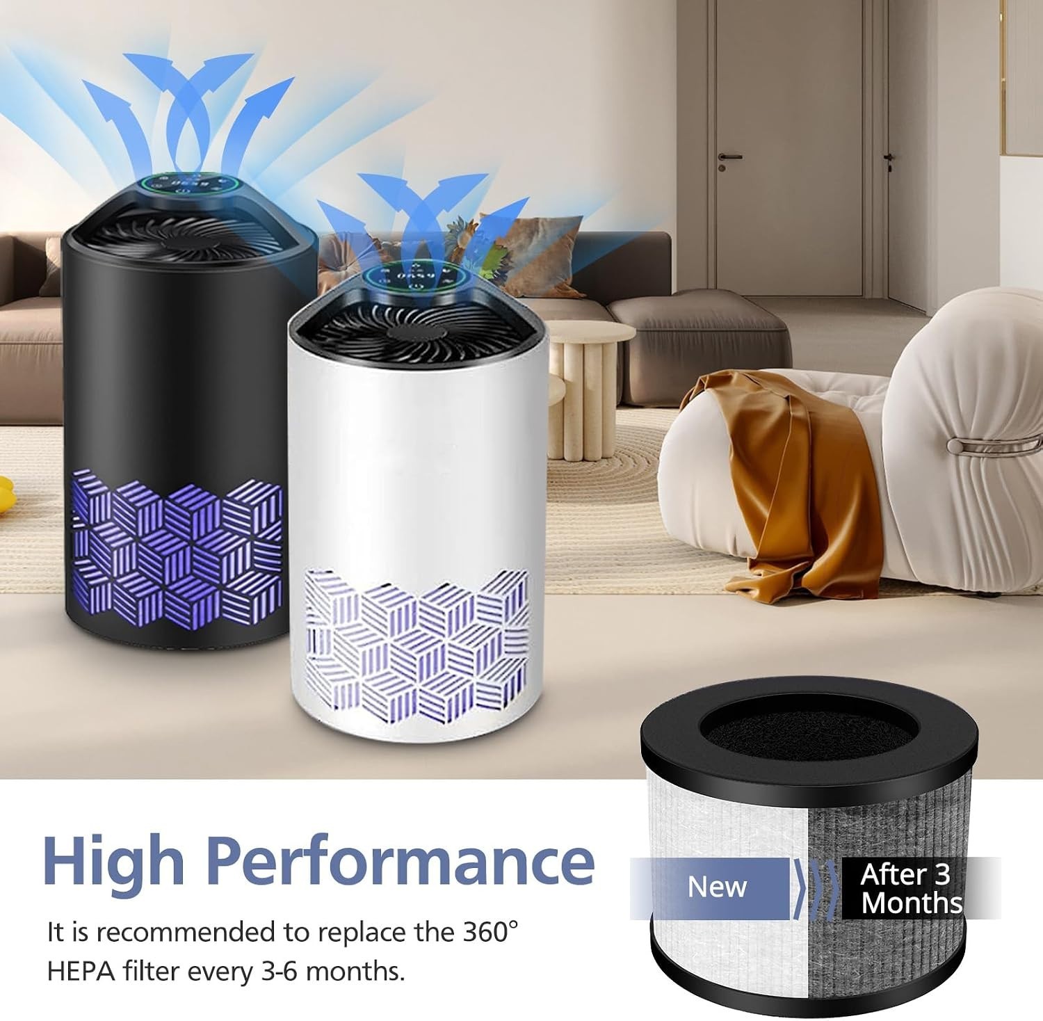 2 Pack TZ-K1 HEPA Replacement Filters for FreAire & ToLife Purifiers, MERV 13