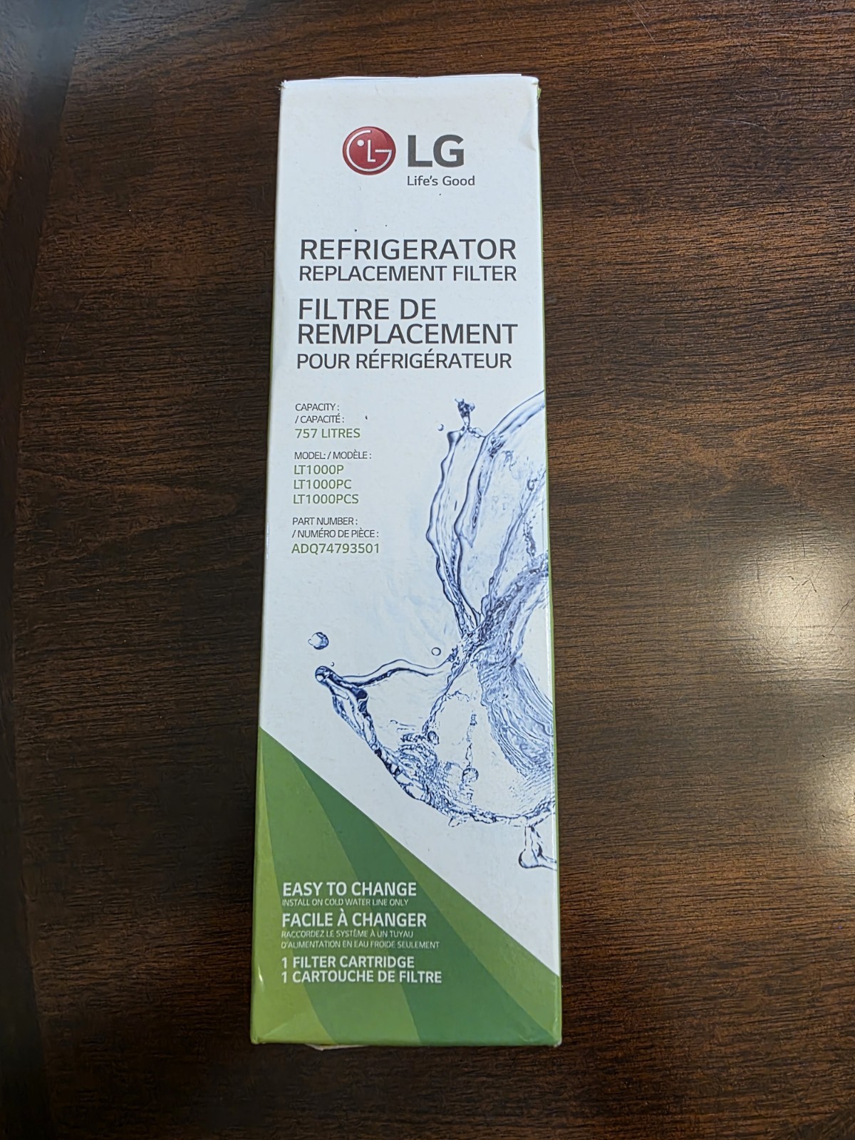 Genuine LG LT1000P Refrigerator Water Filter NEW NIB Sealed ADQ74793501 200Gal