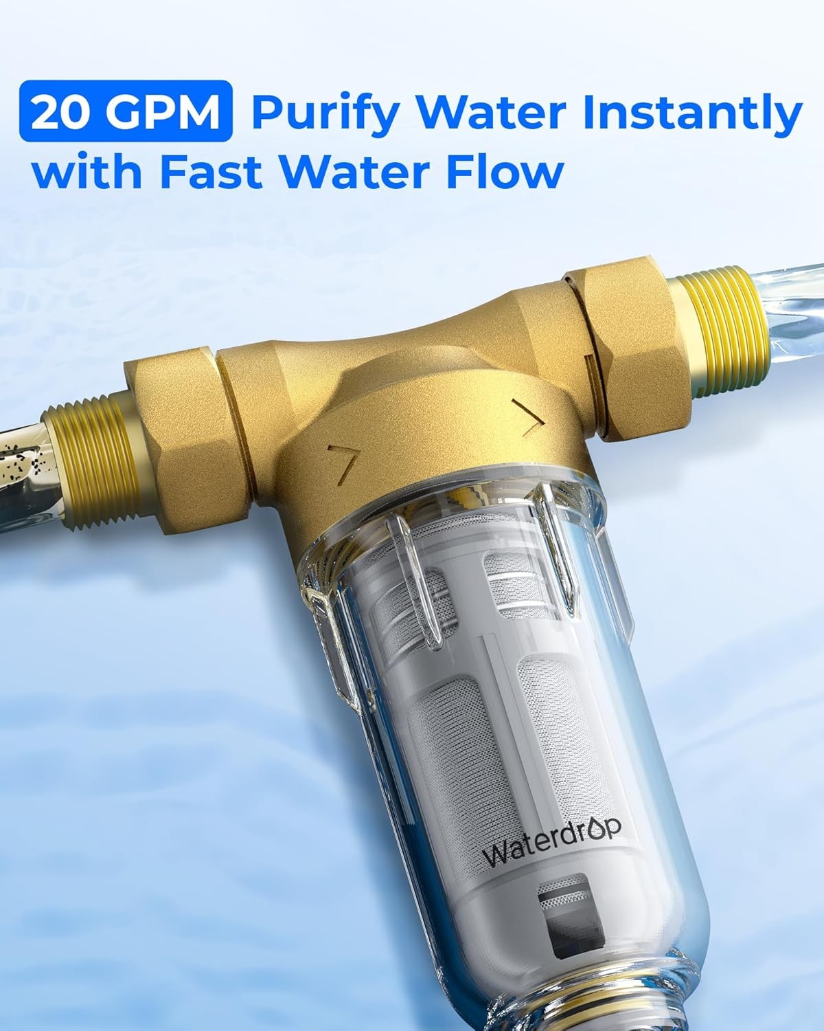 Waterdrop Spin Down Sediment Filter, Backwash Whole House Filter for Well Water