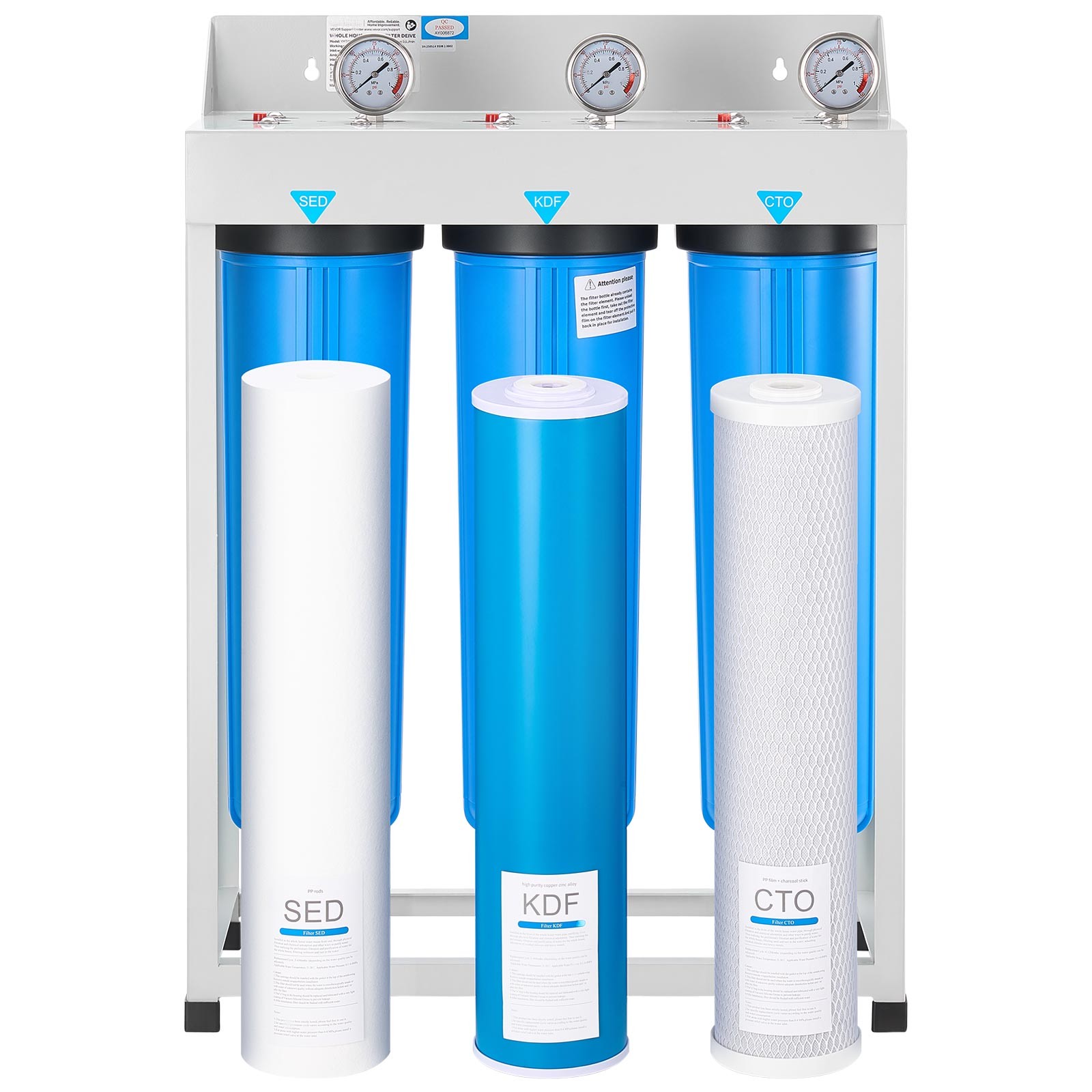 3-Stage Whole House Water Filter System 4.5″ x 20″ KDF Heavy Metal Removal