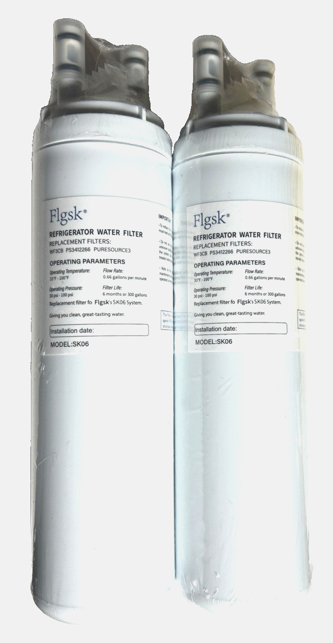 2 Refrigerator Water Filter For WF3CB, PS23412266 Pure Source 3, Factory Sealed