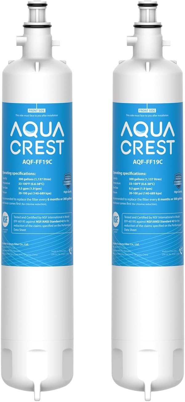 AQUA CREST FF19C Refrigerator Water Filter Replacement for GE® RPWFE, RPWF (2)