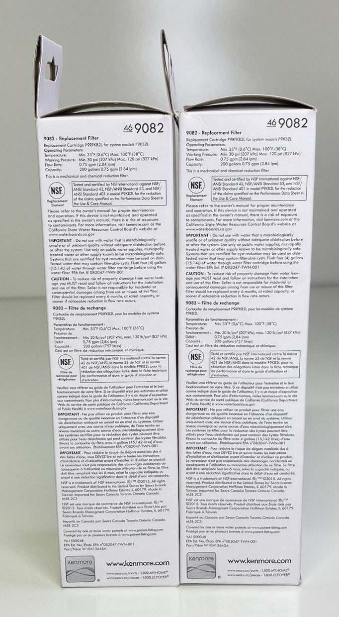 2- New, 9082 Replacement Refrigerator Filter Kenmore 46-9082,46-9903, Free Ship