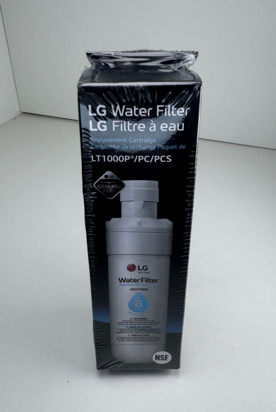 LG Water Filter Replacement Cartridge LT1000P ADQ747935 New Sealed Fridge