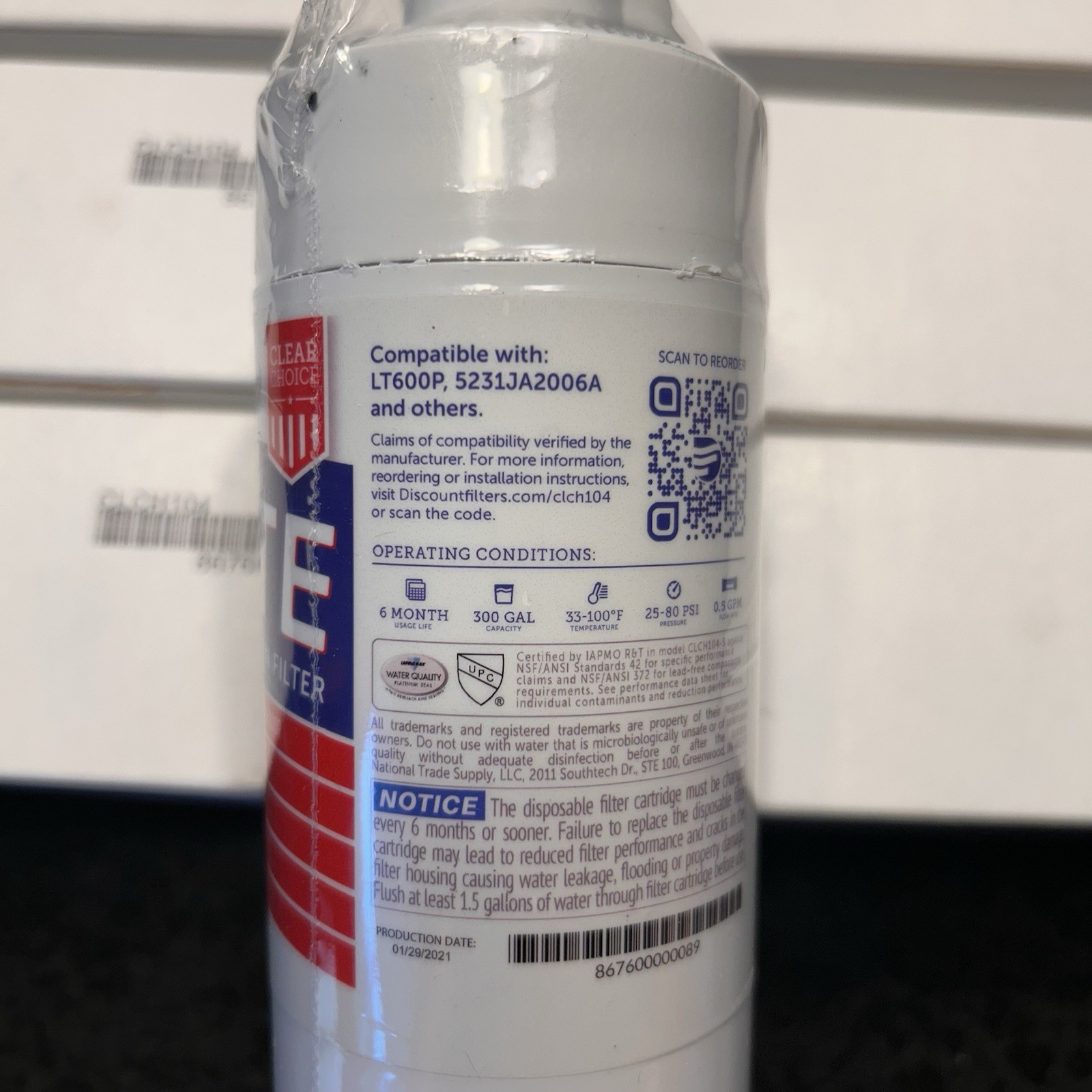 3 Taste Refrigerator Water Filter R-9990 LG LT600P 5231JA2006A Kenmore 46-9990