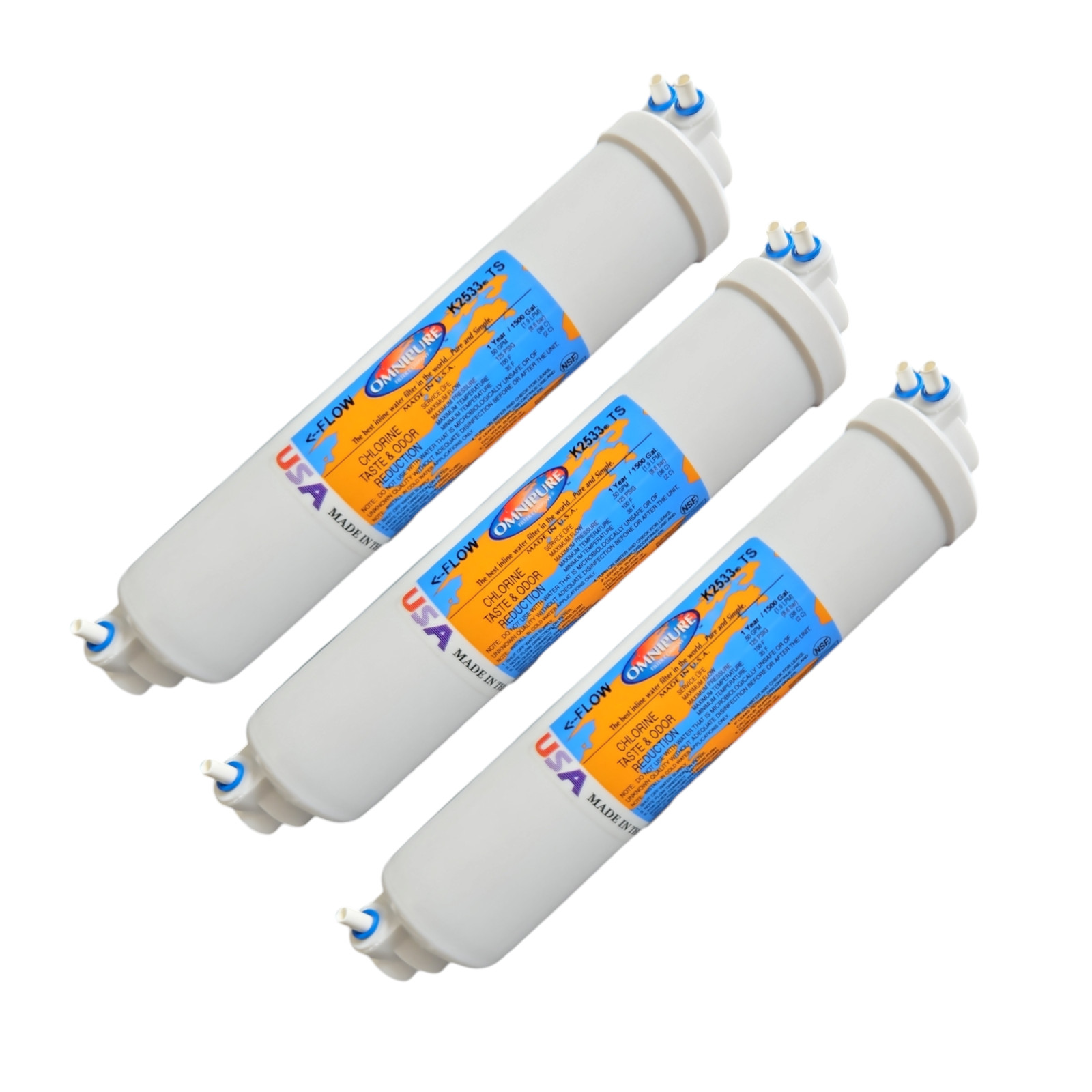 Omnipure K2533-TS Inline GAC 10″ x 2″ Postfilter 1/4″ Elbow Tube 3PK