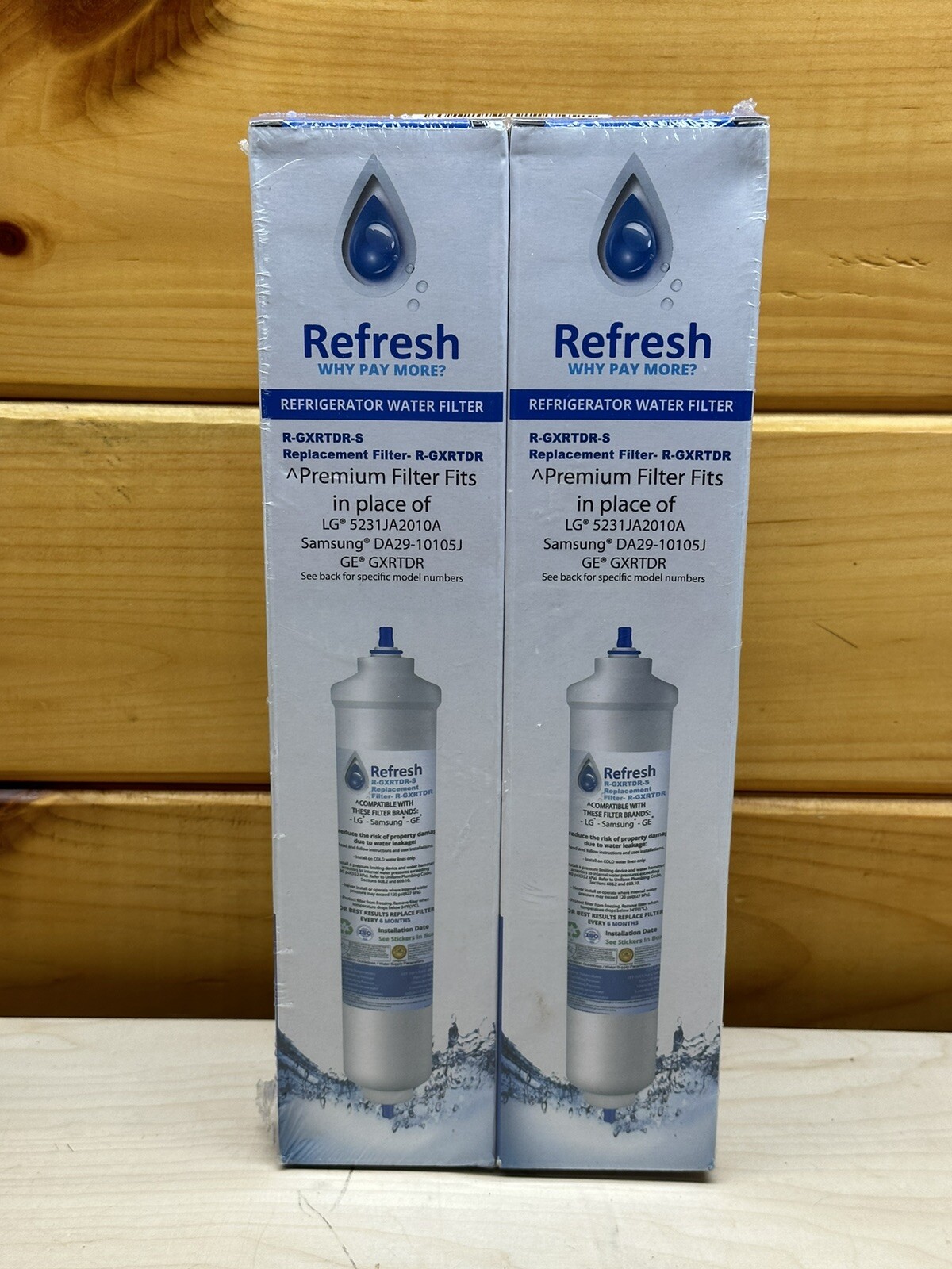 (2) Pack Refresh Refrigerator Water Filter R-GXRTDR-S 0.5-1GPM 30-120PSI 300gal