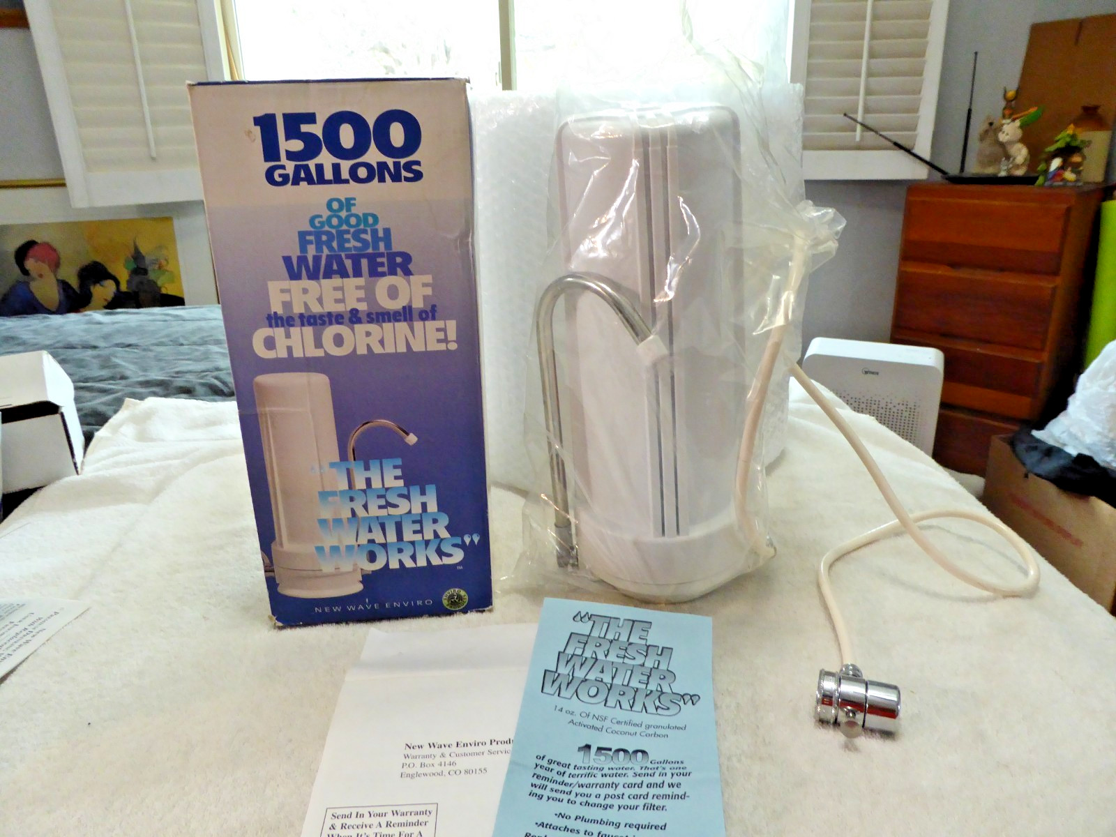 New Wave Enviro 1500 gallons Plus Countertop Water Filter System White NIB