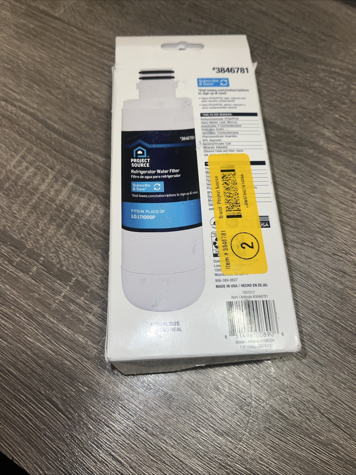 Project Source Twist-in Refrigerator Water Filter L-5-2 Fits LG LT1000P 2-Pack