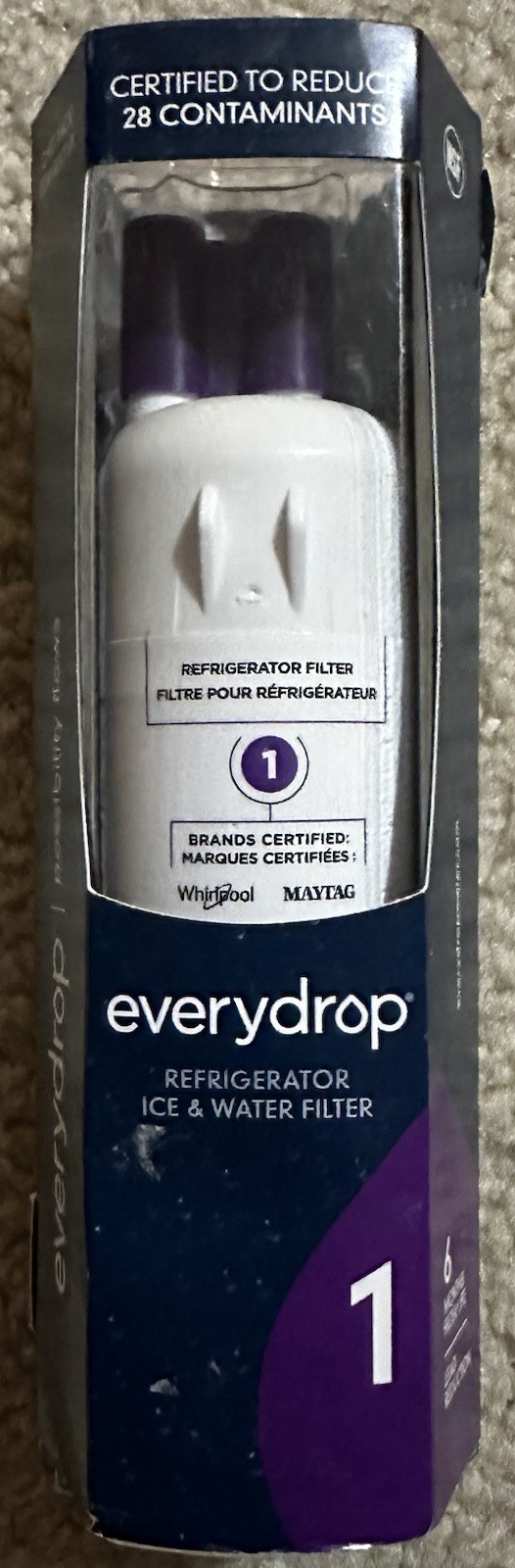 Εverydrop 1 Refrigerator Ice & Water Filter ΕDR1RXD1R Whirlpool NEW Sealed