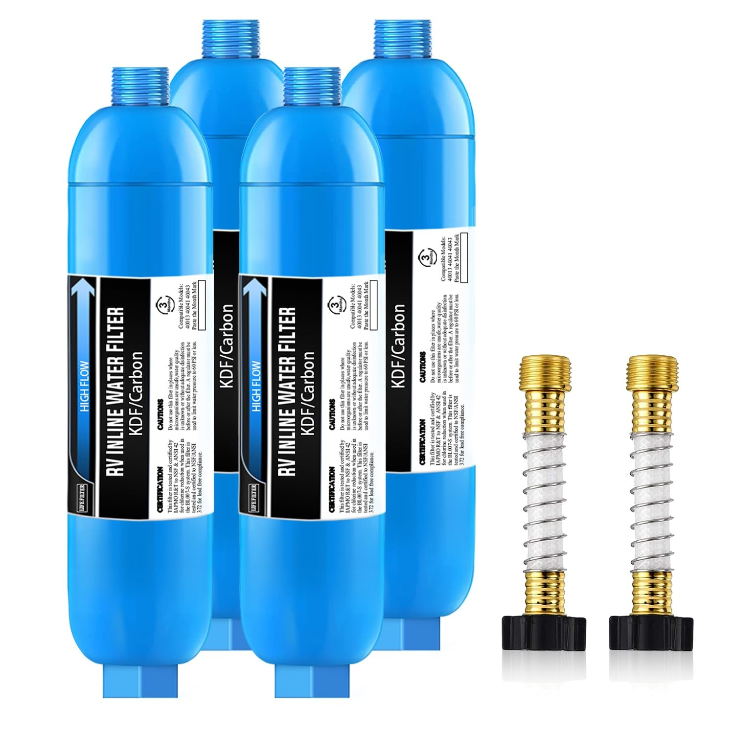 Lifefilter RV Inline Marine Water 4 Count with Flexible Hose Protector