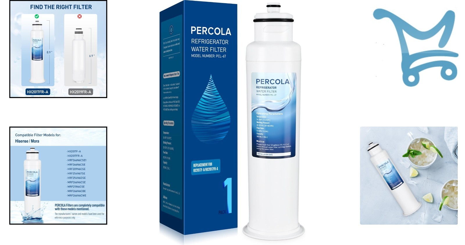 Water Filter Carbon Fiber Compatible with Hisense Refrigerator 1 Pack