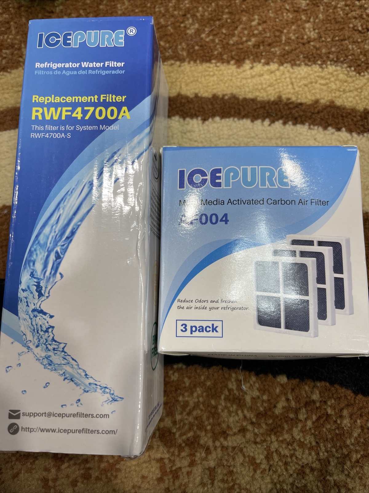 1 Golden Icepure RWF4700A Water Filters & 3ICP-AF004 Air Filters LG Kenmore