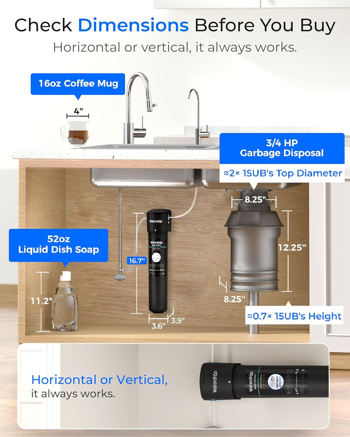 15UB under Sink Water Filter System, Reduces PFAS, PFOA/PFOS, Lead, Chlorine, Ba