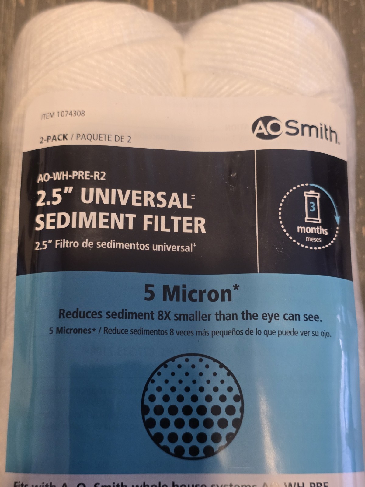 2 packs AO Smith 2.5” Univ Sediment Filter AO-WH-PRE R2 New Sealed