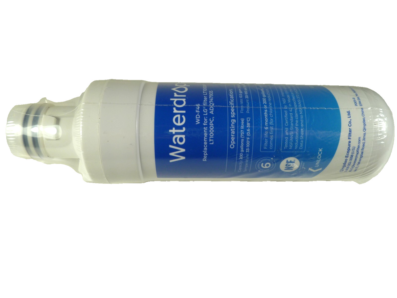 Waterdrop LT1000PC ADQ747935 MDJ64844601 Refrigerator Water Filter WD-F46 Sealed