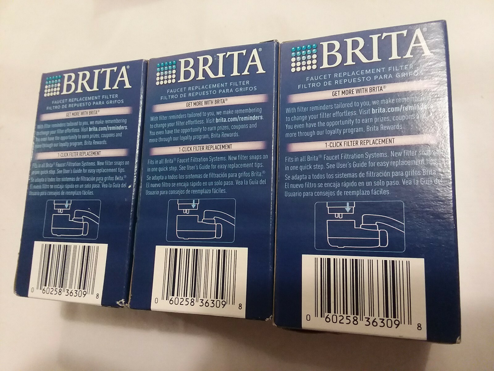 3 Brita Faucet Replacement Water Filter Cartridges FR-200 BPA Free 4mos/100Gal