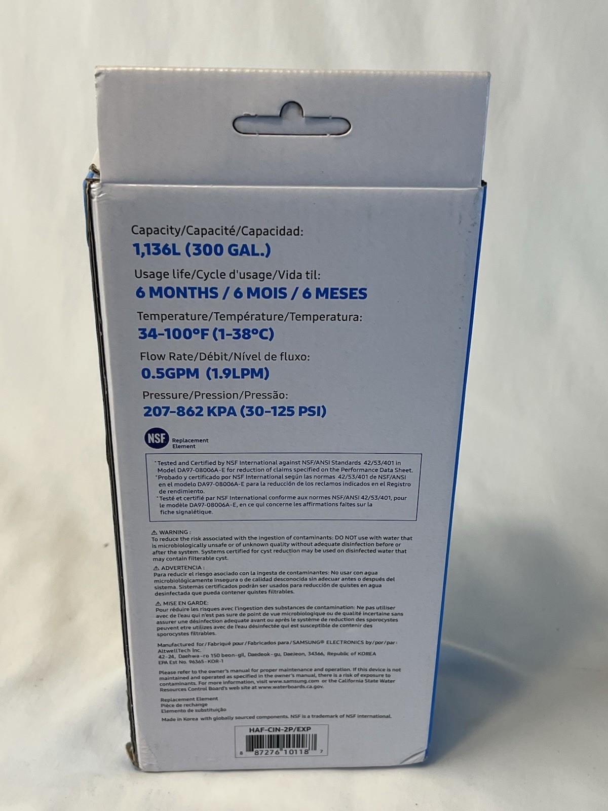 Samsung HAF-CIN/EXP Refrigerator Water Filter Replacement 1 Only DA29-00020B