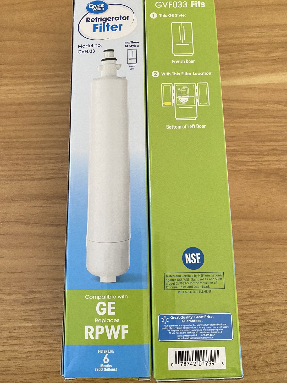 (2) Great Value Refrigerator Water Filter Replaces GE Model RPWF 6months 200 gal