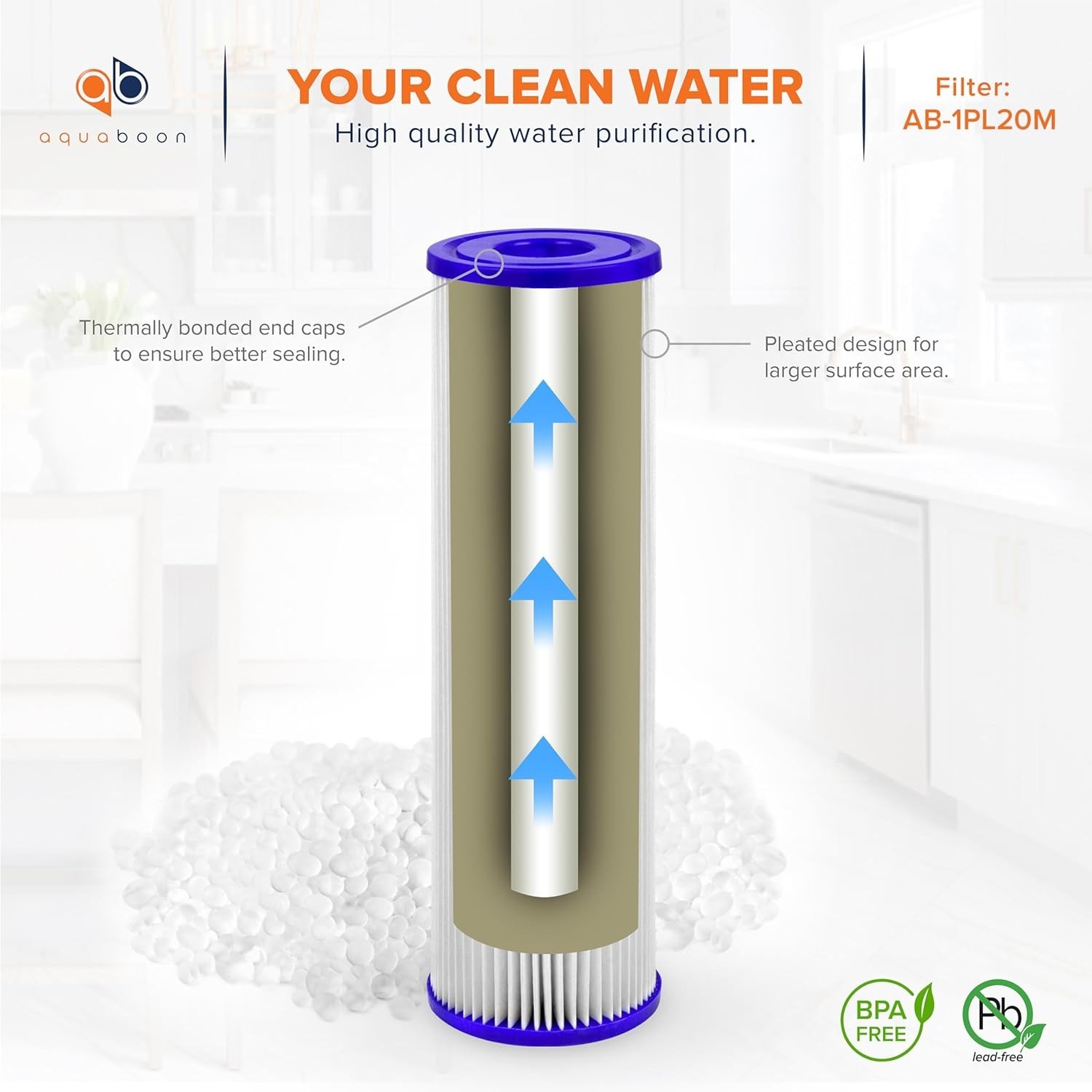 Pleated Sediment Water Filter 10 Inch 2.5 Inch Polyester for Home Filtration