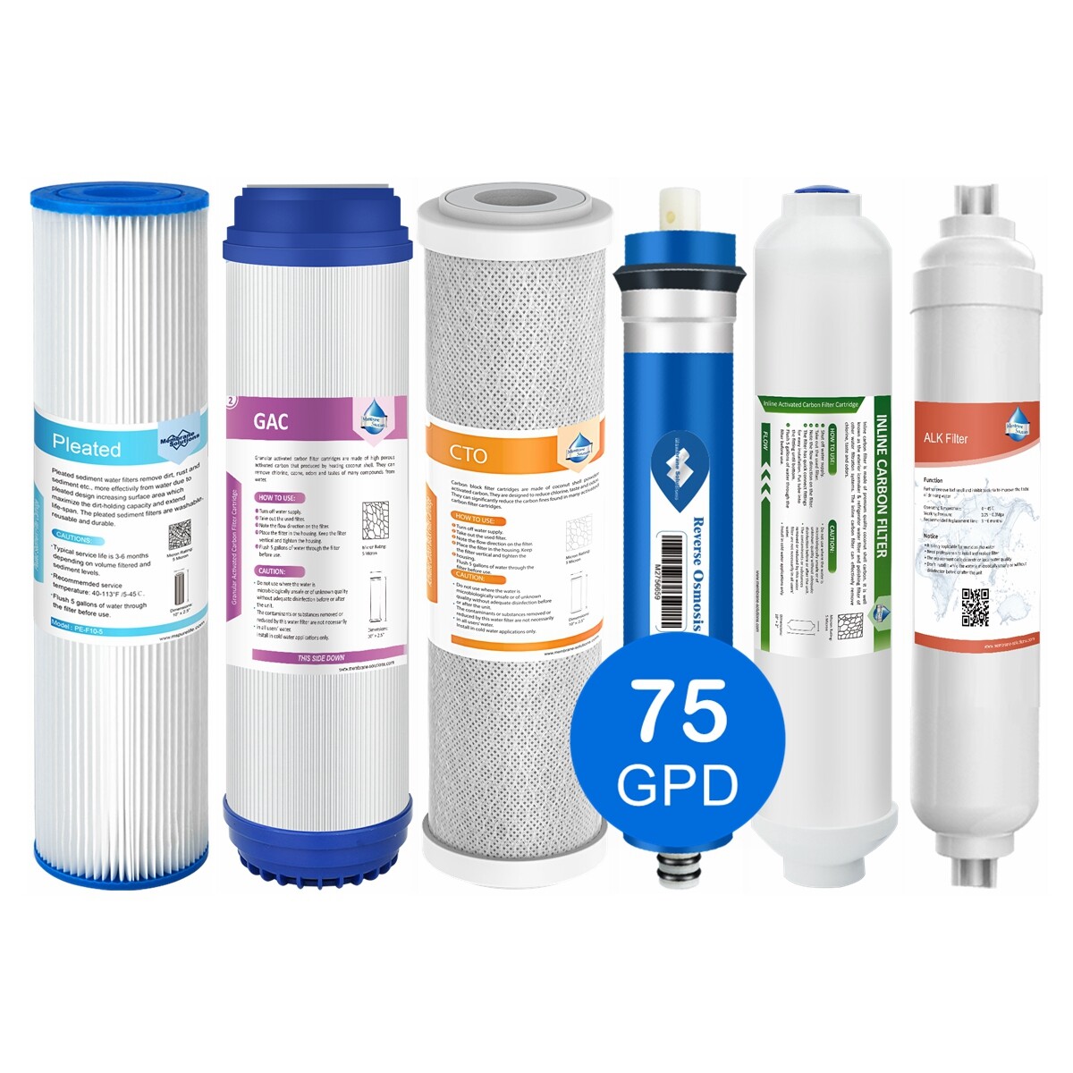 3/4/5/6 Stage 75 GPD Reverse Osmosis Water Filter Drinking Purifier Replacement