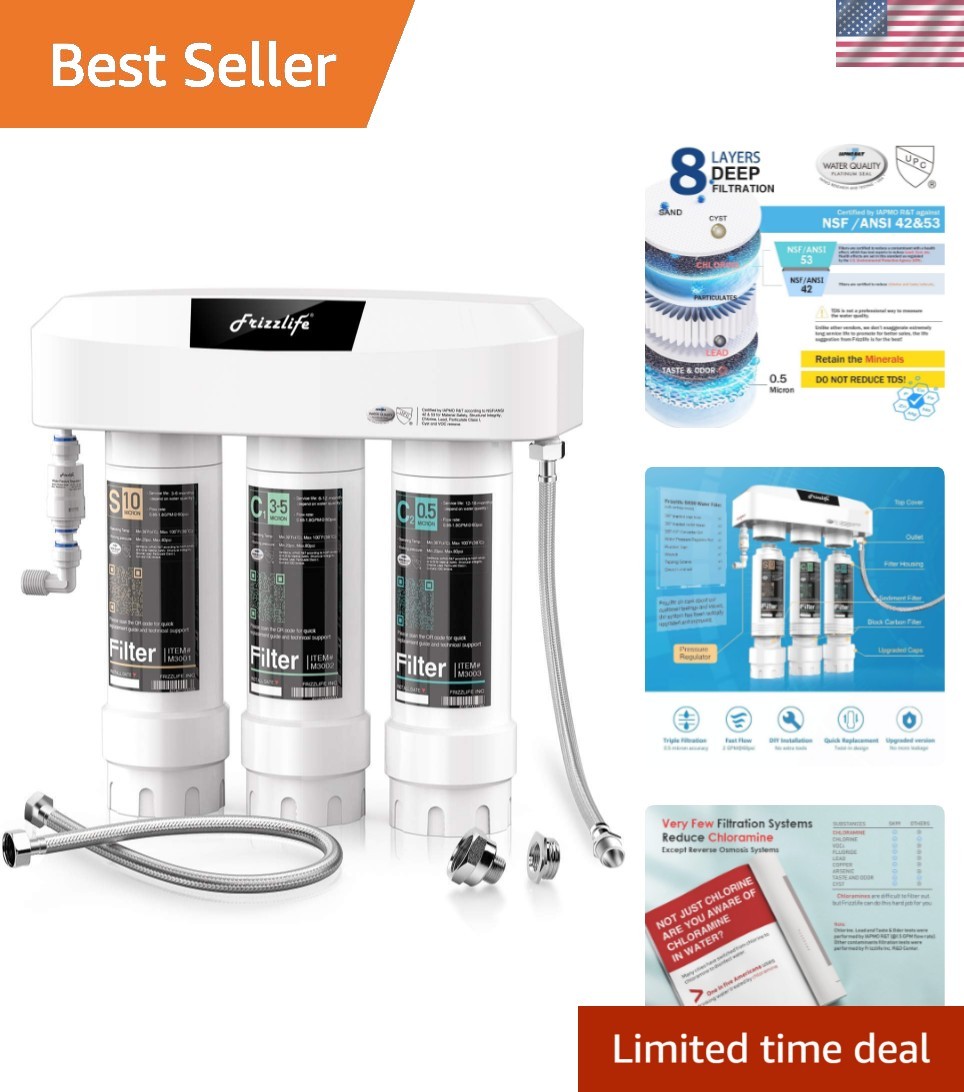 Under Sink Water Filter System, NSF/ANSI 53&42&372 Certified, 8 Layer 0.5 Mic…