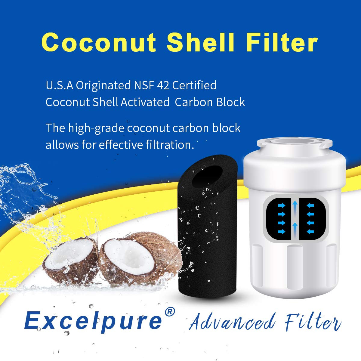 Fit for GE SmartWater MWF MWFP HDX FMG-1 RWF0600A EXCELPURE Water Filter 4 Pack