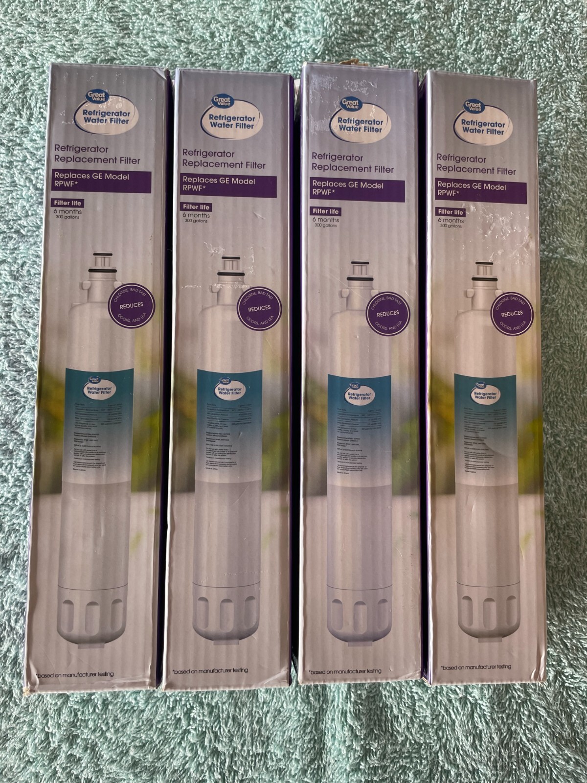 Great Value refrigerator water filter for GE model RPWF/RWF1063 &3600 (Set of 4)